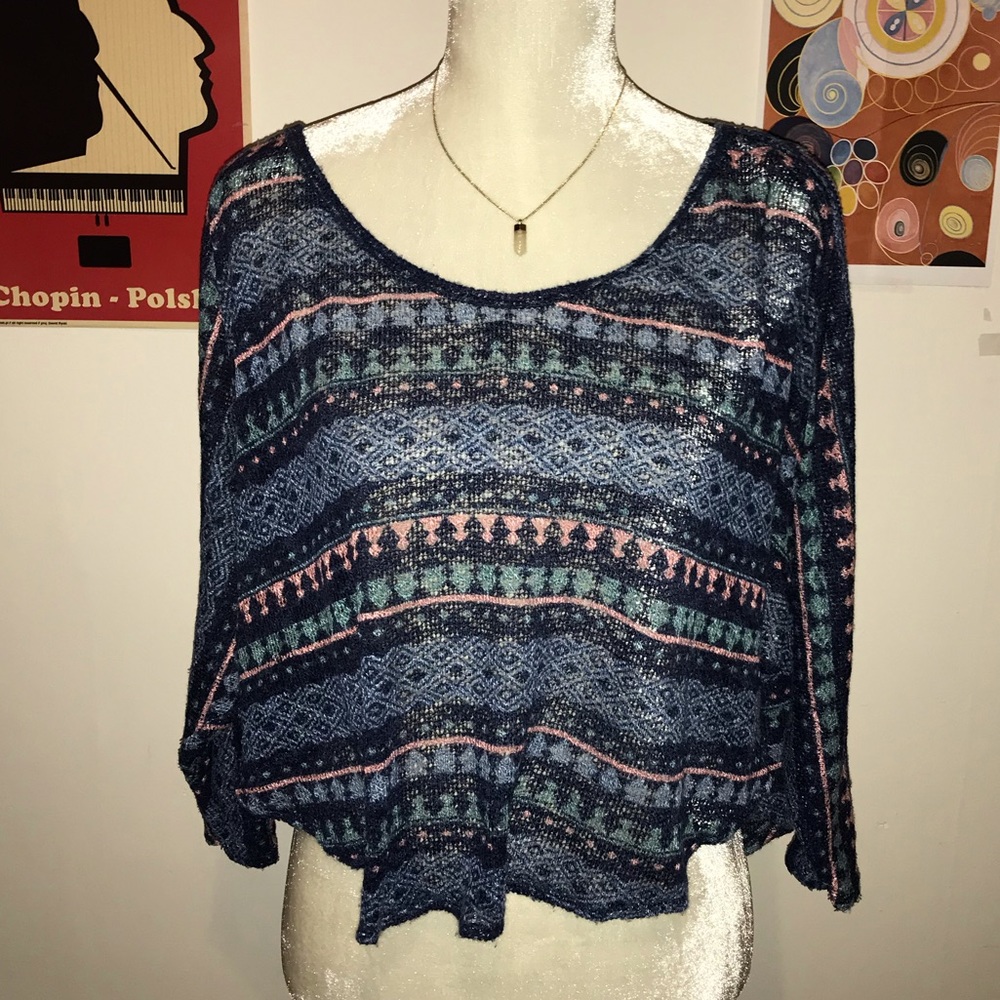 Loose knit tribal crop top